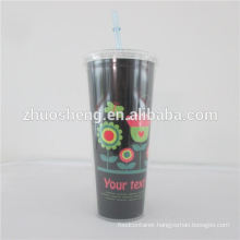 24oz Plastic Tumbler,Plastic Double Wall Straw Cup,plastic tumbler double wall straw